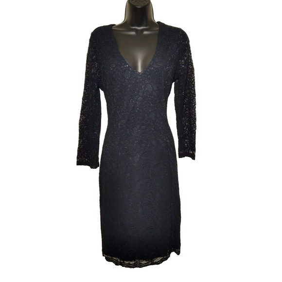Banana Republic L'Wren Scott Collection Navy Lace Knee Length Maxi S 6 - Picture 1 of 12
